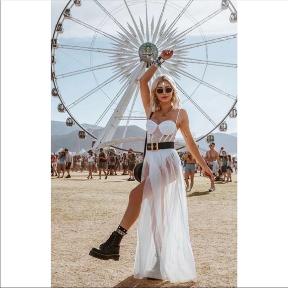 New! Festival white Bohemian mesh dress - Picture 3 of 5